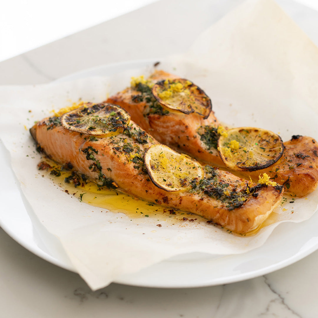 Air Fry Salmon With Garlic Herb Butter