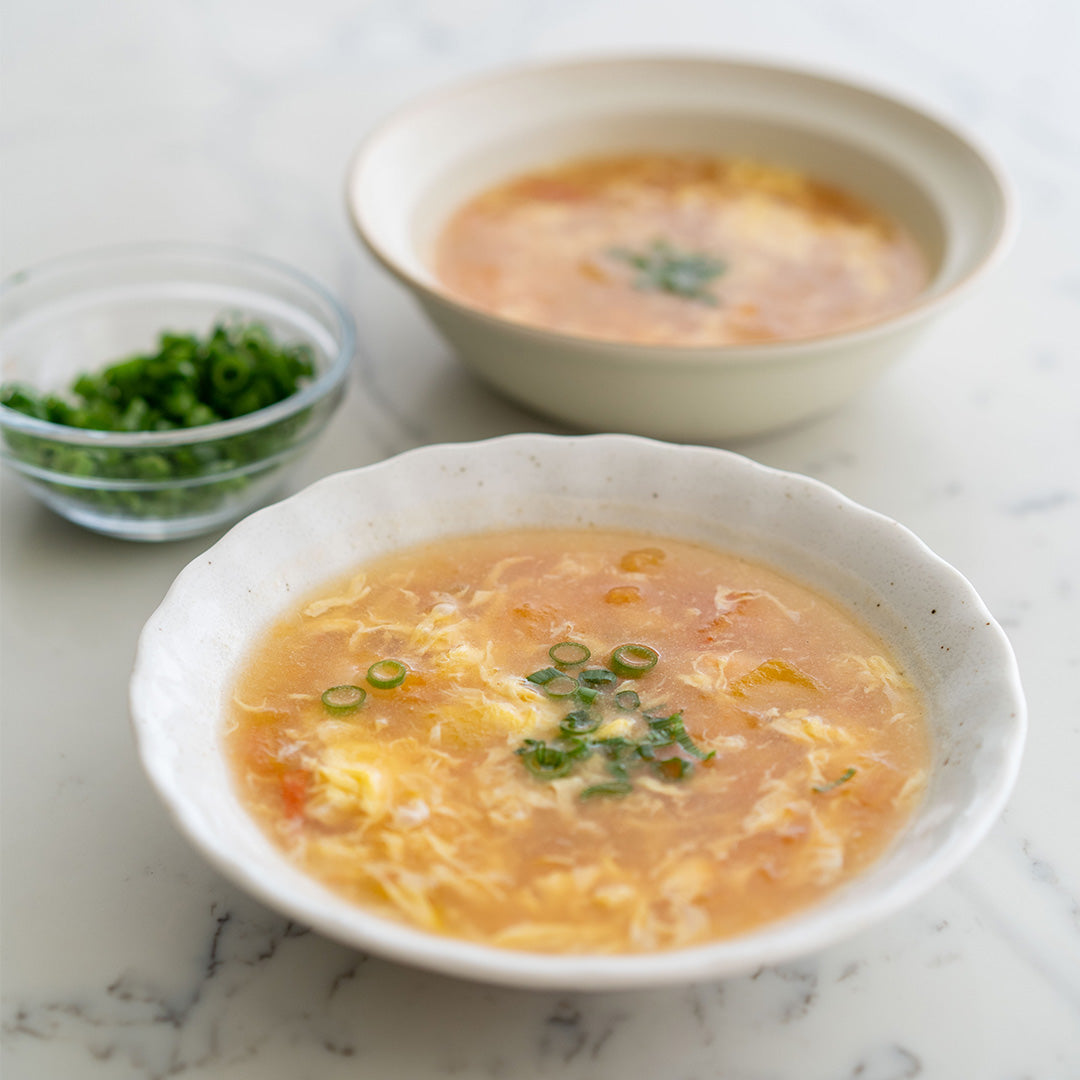 Egg Drop Prawn Tomato Soup