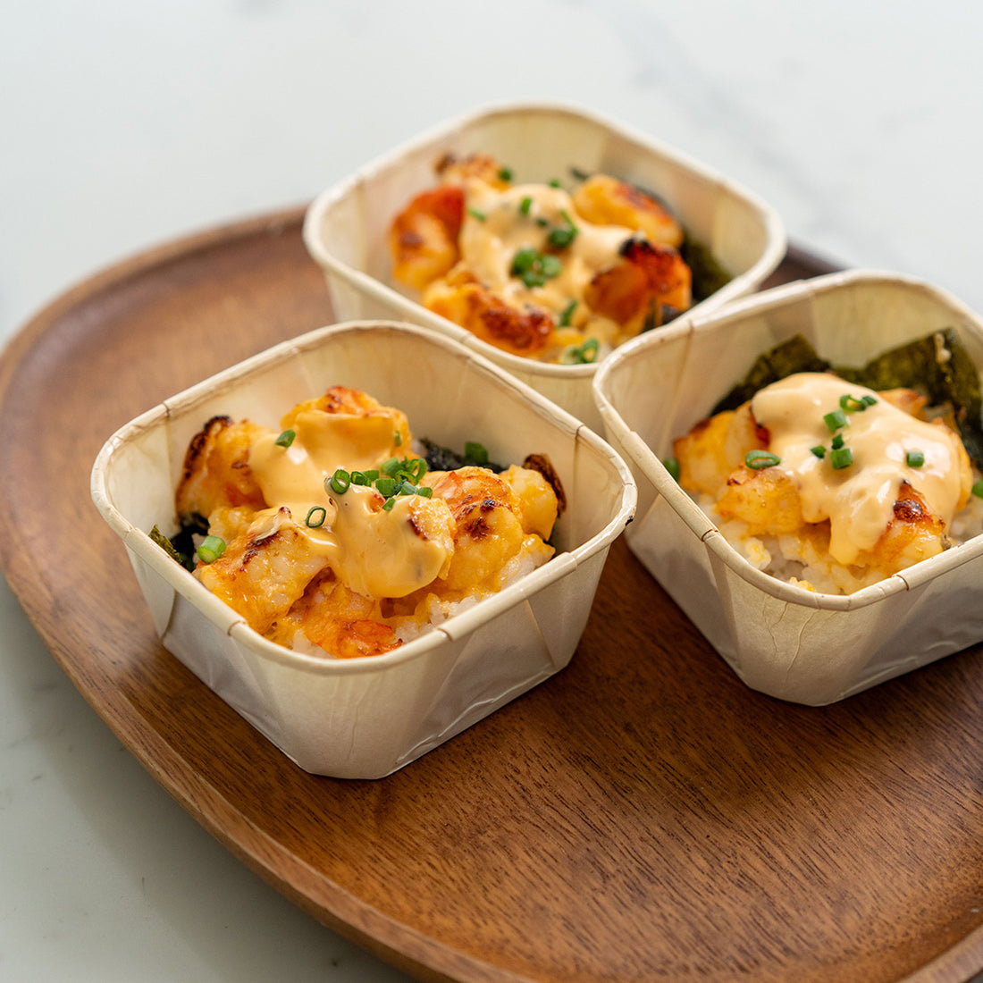 Spicy Shrimp Sushi Cups