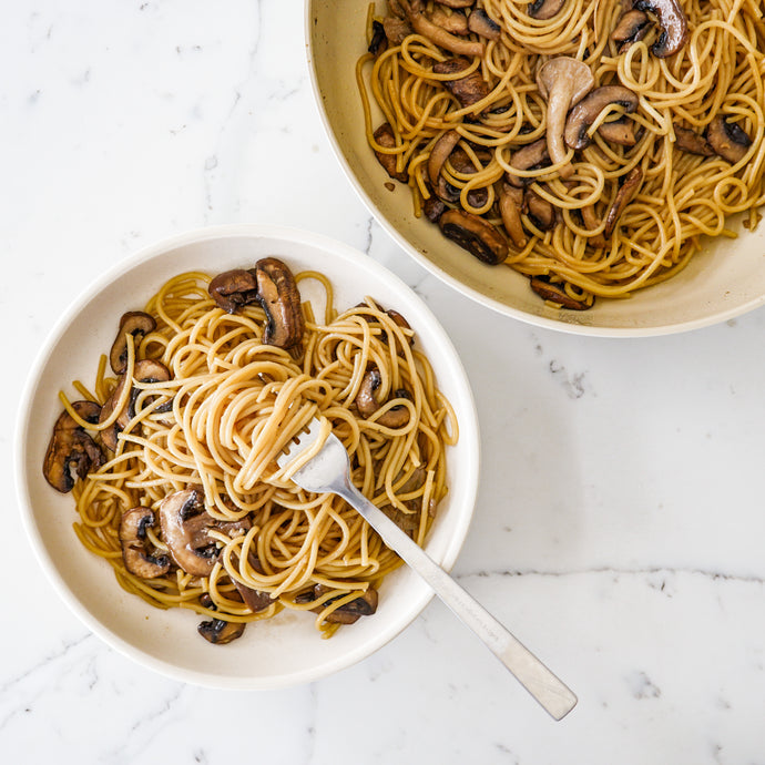 Garlic Soy Butter Pasta with Mushrooms
