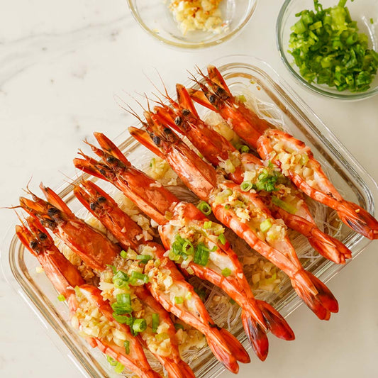 Steamed Garlic Prawns with Glass Noodles